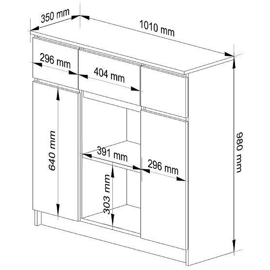 COMODĂ K100 2D 3SZ 1P PK GRAFIT GRI / DUB ARTISAN