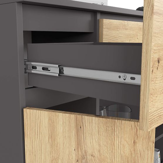 COMODĂ K100 2D 3SZ 1P PK GRAFIT GRI / DUB ARTISAN