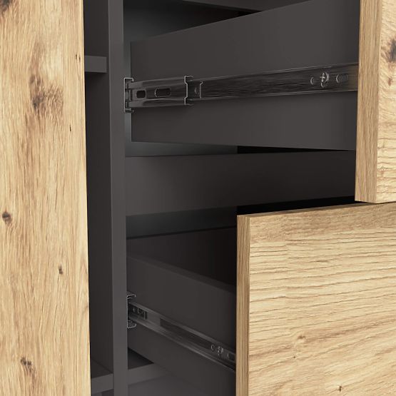 COMODĂ K100 2D 3SZ PK GRAFIT GRI / STEJAR ARTISAN