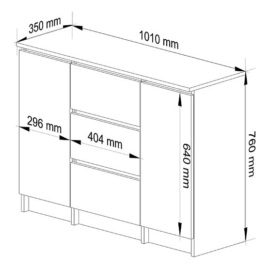 COMODĂ K100 2D 3SZ PK STEJAR SONOMA / ALB