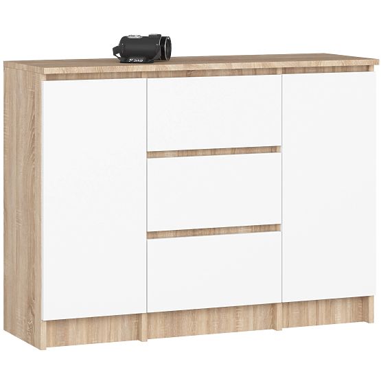 COMODĂ K100 2D 3SZ PK STEJAR SONOMA / ALB