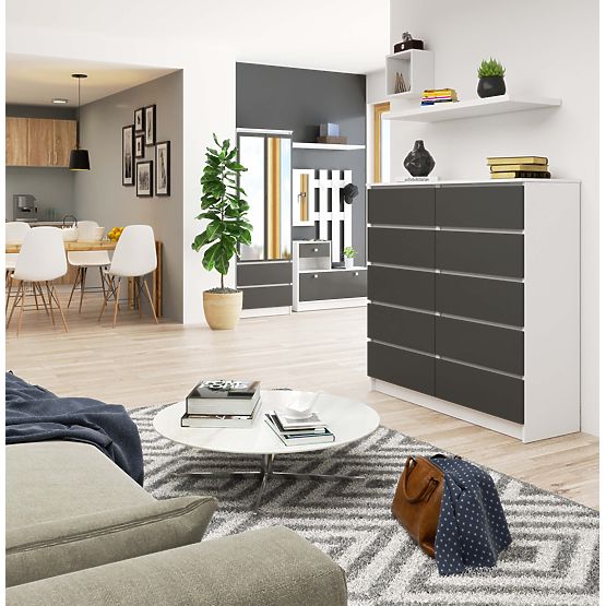 COMODĂ K120 10SZ CLP PK ALBĂ / GRI