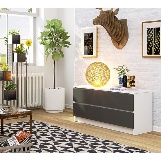 COMODĂ K120 4SZ CLP PK ALB / GRI