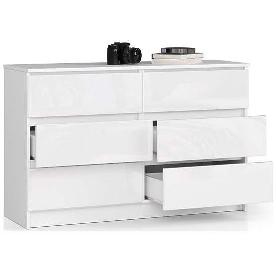 COMODĂ K120 6SZ CLP PK ALB LUCIOASĂ