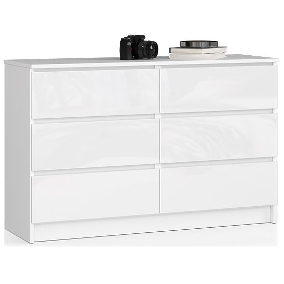 COMODĂ K120 6SZ CLP PK ALB LUCIOASĂ