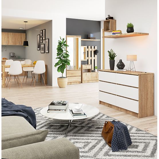 COMODĂ K120 6SZ CLP PK STEJAR SONOMA / ALB