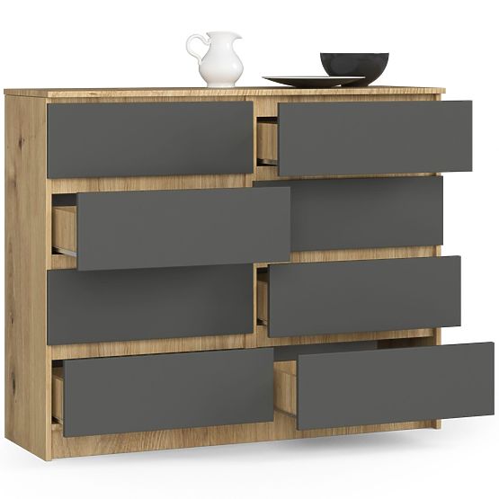 COMODĂ K120 8SZ CLP PK STEJAR ARTISAN / GRI