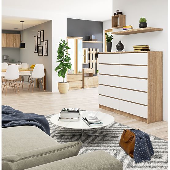 COMODĂ K140 10SZ CLP PK STEJAR SONOMA / ALB