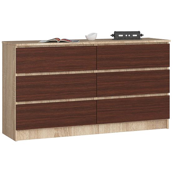 COMODĂ K140 6SZ CLP STEJAR SONOMA / WENGE