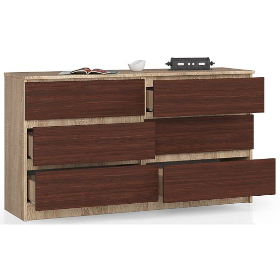 COMODĂ K140 6SZ CLP STEJAR SONOMA / WENGE