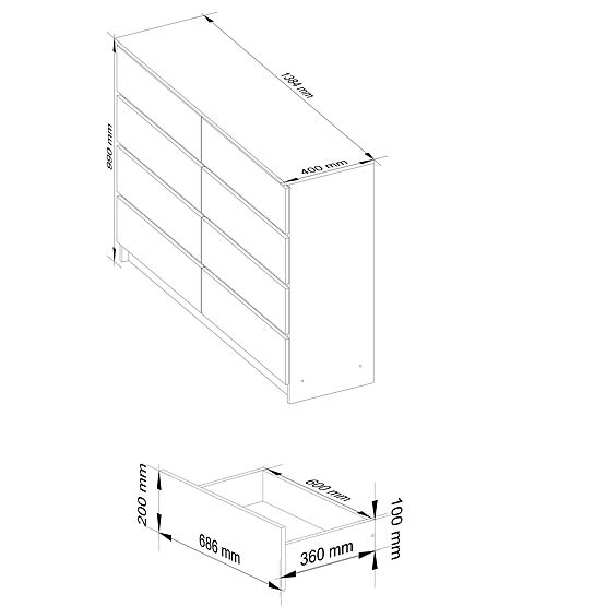 COMODĂ K140 8SZ CLP PK STEJAR SONOMA