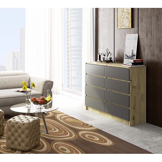 COMODĂ K140 8SZ CLP STEJAR ARTISAN / GRI