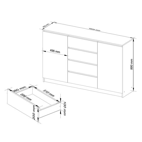 COMODĂ K160 2U 4S CLP PK ALB LUCIOAS