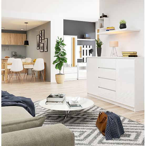 COMODĂ K160 2U 4S CLP PK ALB LUCIOAS