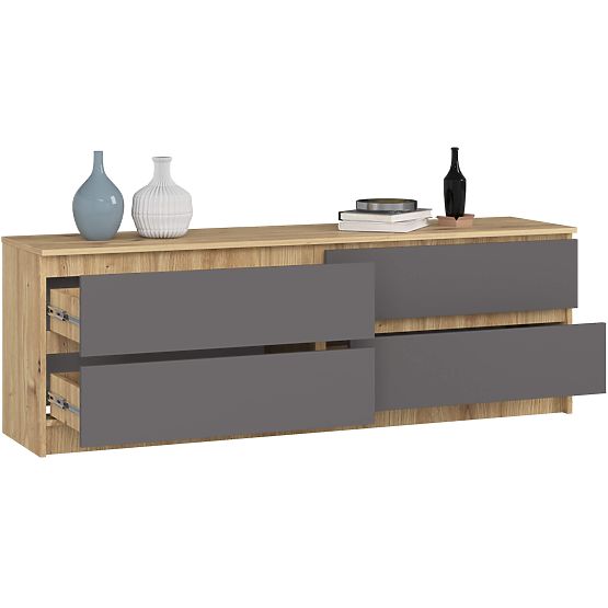 COMODĂ K160 4SZ CLP PK STEJAR ARTISAN / GRI