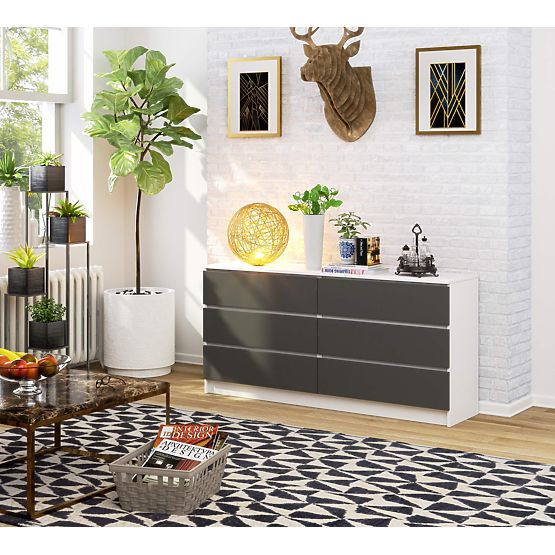 COMODĂ K160 6SZ CLP PK ALBĂ / GRI