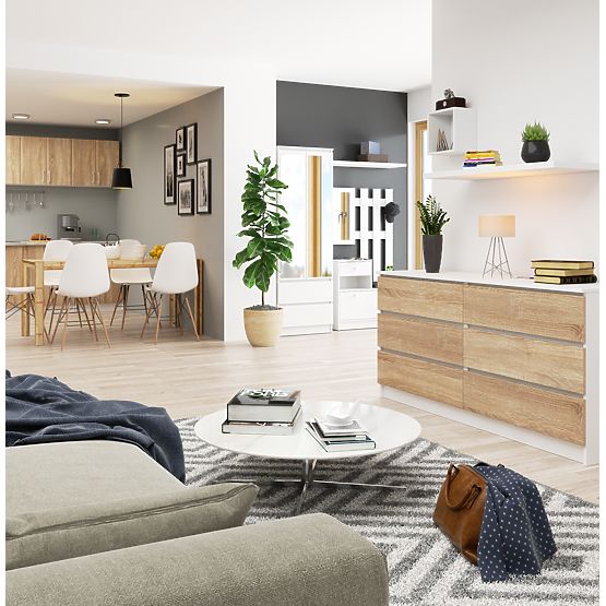 COMODĂ K160 6SZ CLP PK ALBĂ / SONOMA