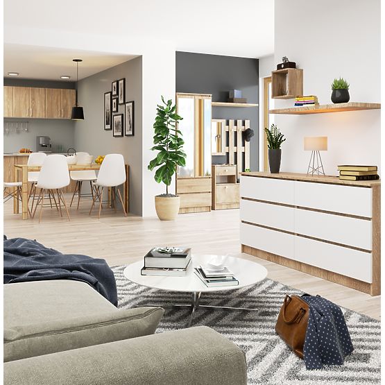 COMODĂ K160 6SZ CLP PK STEJAR SONOMA / ALB