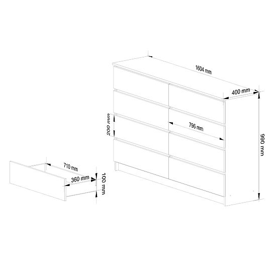 COMODĂ K160 8SZ CLP PK ALBĂ