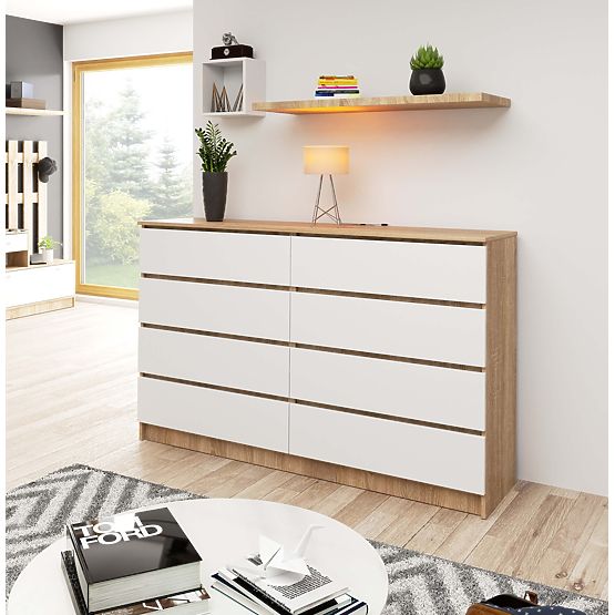 COMODĂ K160 8SZ CLP PK STEJAR SONOMA / ALB