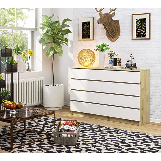 COMODĂ K160 8SZ CLP STEJAR ARTISAN / ALB