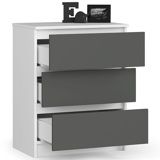 COMODĂ K60 3SZ CLP ALBĂ / GRI
