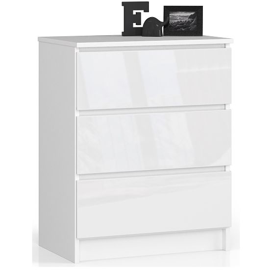 COMODĂ K60 3SZ CLP PK LUCIOASĂ ALBĂ
