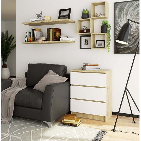 COMODĂ K60 3SZ CLP PK STEJAR ARTISAN / ALB