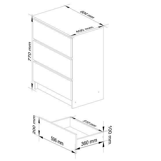 COMODĂ K60 3SZ CLP PK STEJAR SONOMA