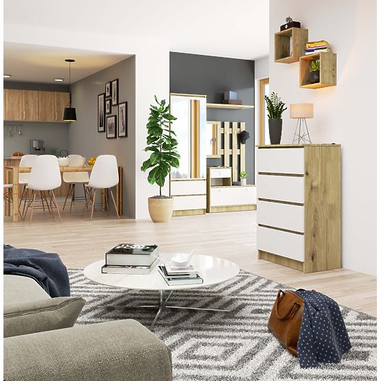 COMODĂ K60 4SZ PK STEJAR ARTISAN / ALB