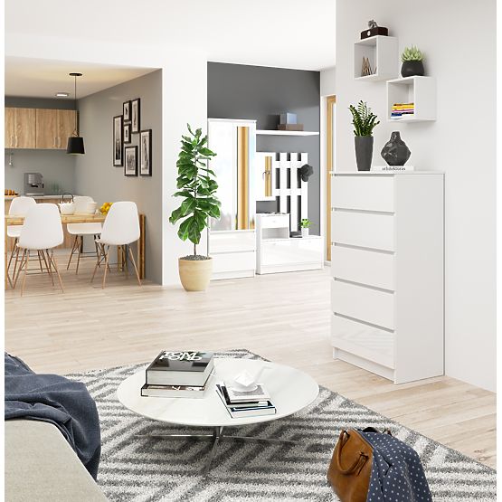 COMODĂ K60 5SZ CLP PK ALB LUCIOASĂ