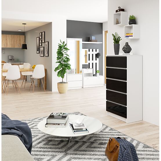 COMODĂ K60 5SZ CLP PK NEGRU LUCIOASĂ