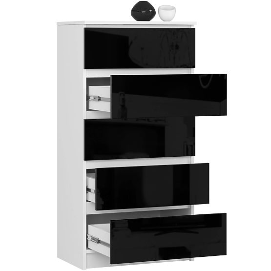 COMODĂ K60 5SZ CLP PK NEGRU LUCIOASĂ