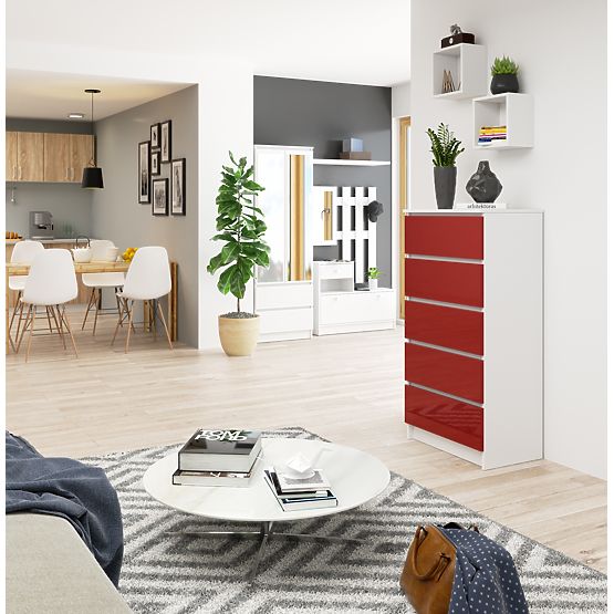 COMODĂ K60 5SZ CLP PK ROȘU LUCIOASĂ