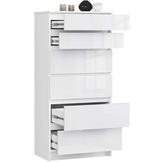 COMODĂ K60 6SZ CLP PK ALB LUCIOASĂ
