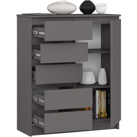 COMODĂ K80 1D 5SZ PK GRAFIT GRI