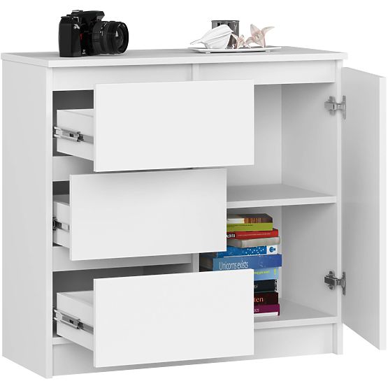 COMODĂ K80 JERRY 1D 3SZ PK ALBĂ