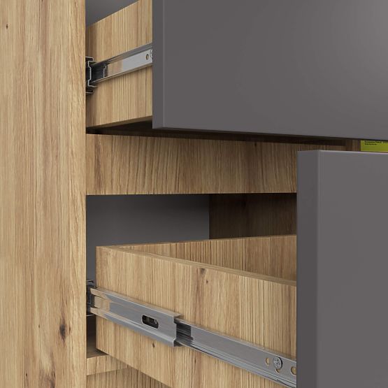 COMODĂ K80 JERRY 1D 3SZ PK STEJAR ARTISAN / GRAFIT GRI