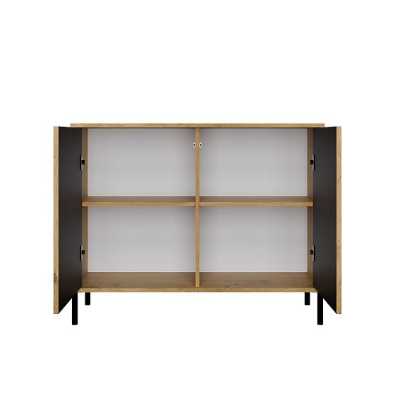 Comodă KAMARO 2D SLIM STEJAR ARTISAN Fațadă cu Lamele Canelate