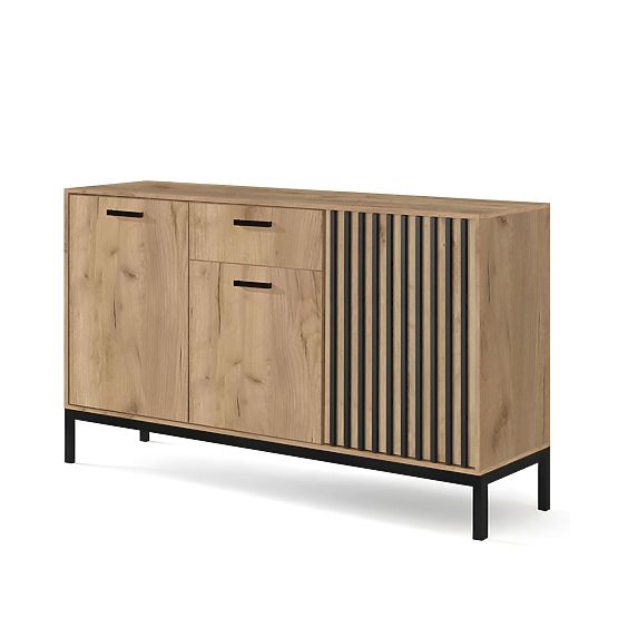 Comodă LAMINO KM-1 stejar craft/negru, picioare: negru