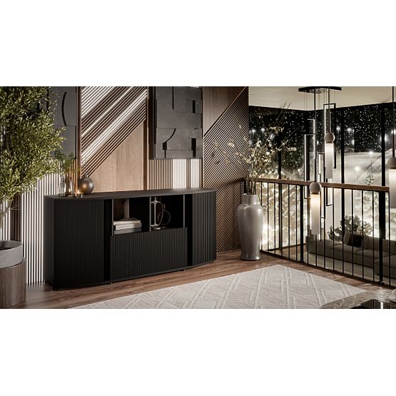 Comodă MICHELLE negru/stejar viking