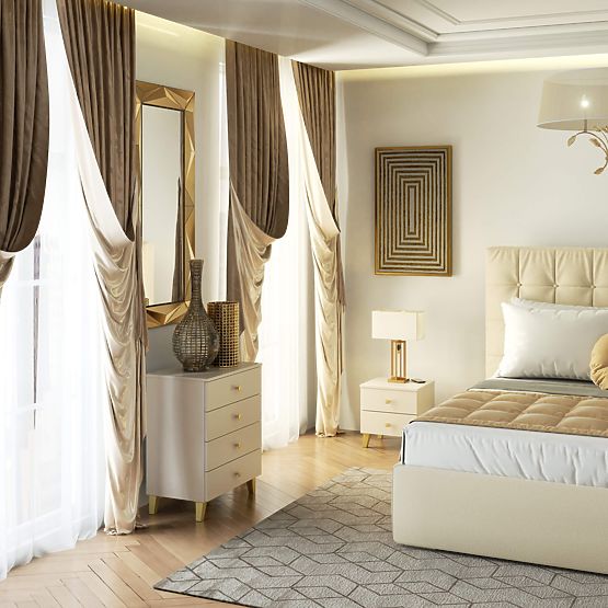 COMODĂ MOBI K-02 CAȘMIR AUR