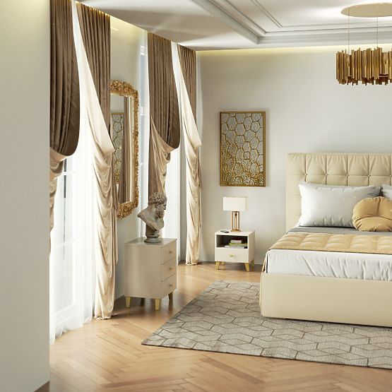 COMODĂ MOBI K-03 CAȘMIR AURIU