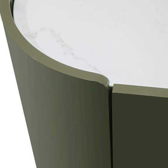 Comodă ovală Nari, verde/gri, spiek, lucioasă