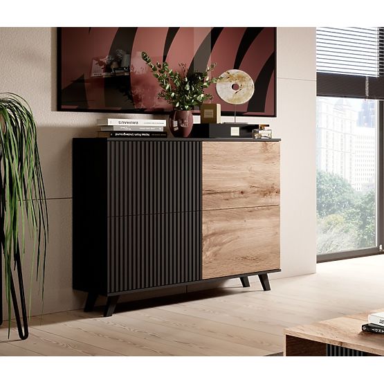 Comodă RANDOM KM-2 - Stejar Wotan/Negru