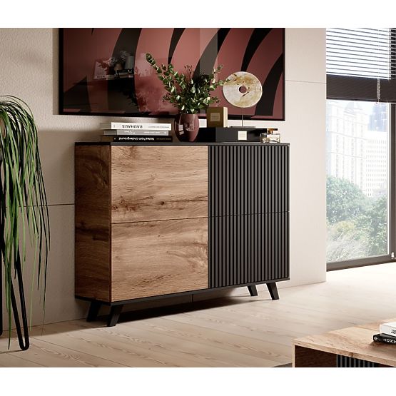 Comodă RANDOM KM-2 - Stejar Wotan/Negru