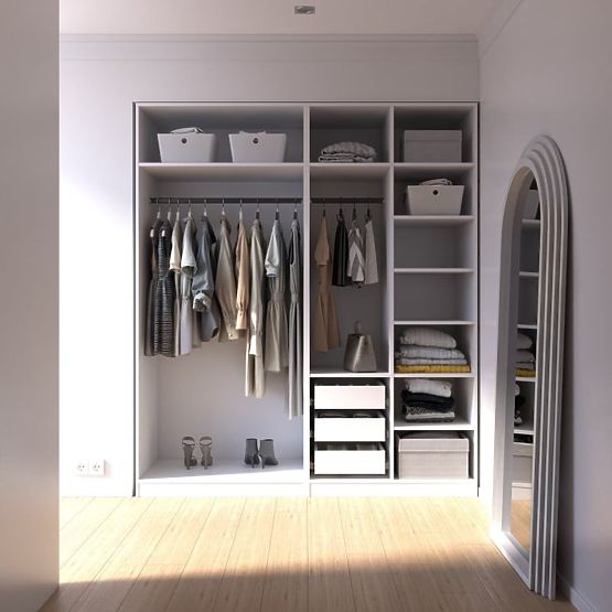 Corp/interior dulap Neroli cu 2 bare, rafturi și 3 sertare 182,2 cm, alb