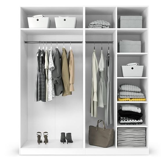 Corp/interior dulap Neroli cu 2 bare și rafturi 182,2 cm, alb