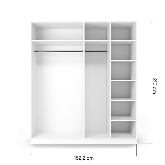 Corp/interior dulap Neroli cu 2 bare și rafturi 182,2 cm, alb
