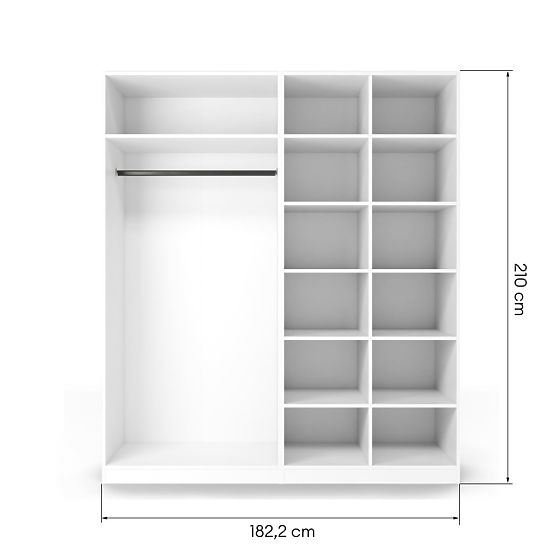 Corp/interior dulap Neroli cu bară și rafturi 182,2 cm, alb